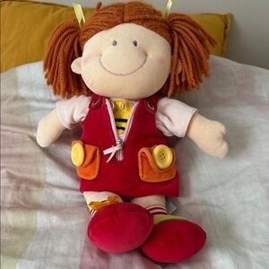 buttons Red and Orange Rag Dress-Up Plush Doll